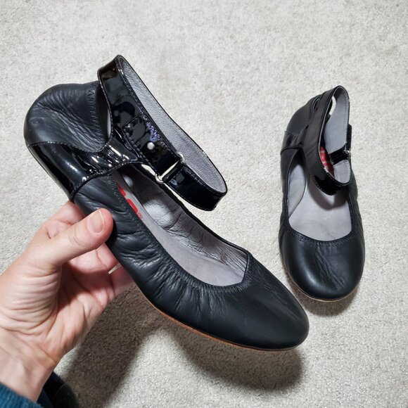 Tsubo Shoes - TSUBO Hedi Patent Leather Ballet Flats Shoes Ankle Straps Preppy Black Women's 8